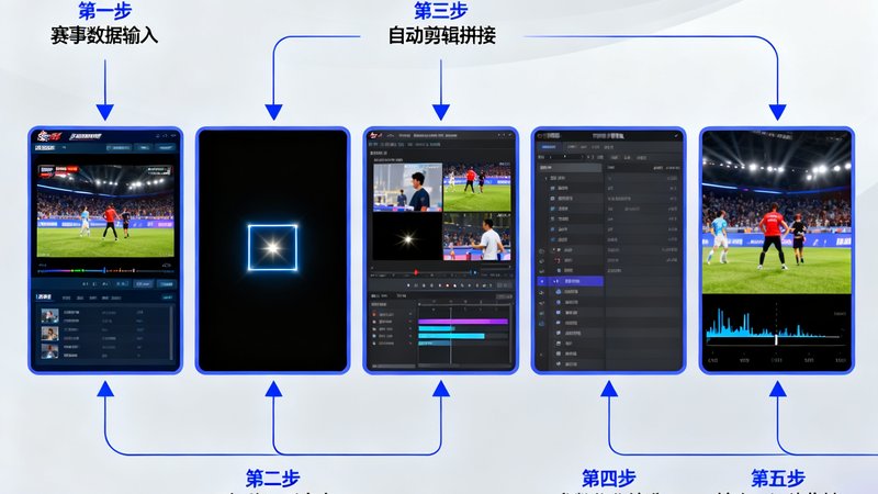 多宝电竞AI智能集锦生成功能介绍文章配图，展示AI自动识别并剪辑高光时刻的技术流程示意图